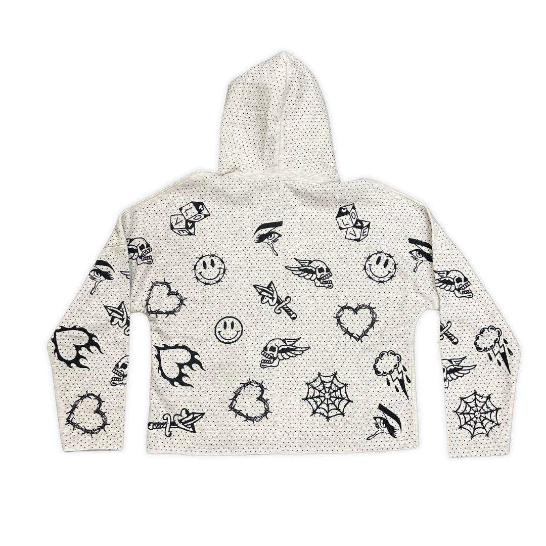 All Over Stone Cropped Hoodie