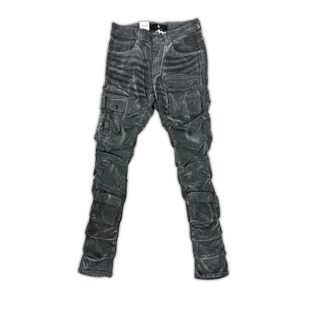 Cargo Pocket Flocked Jeans