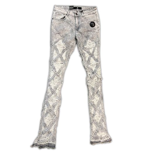Diamond Ripped Stacked Denim