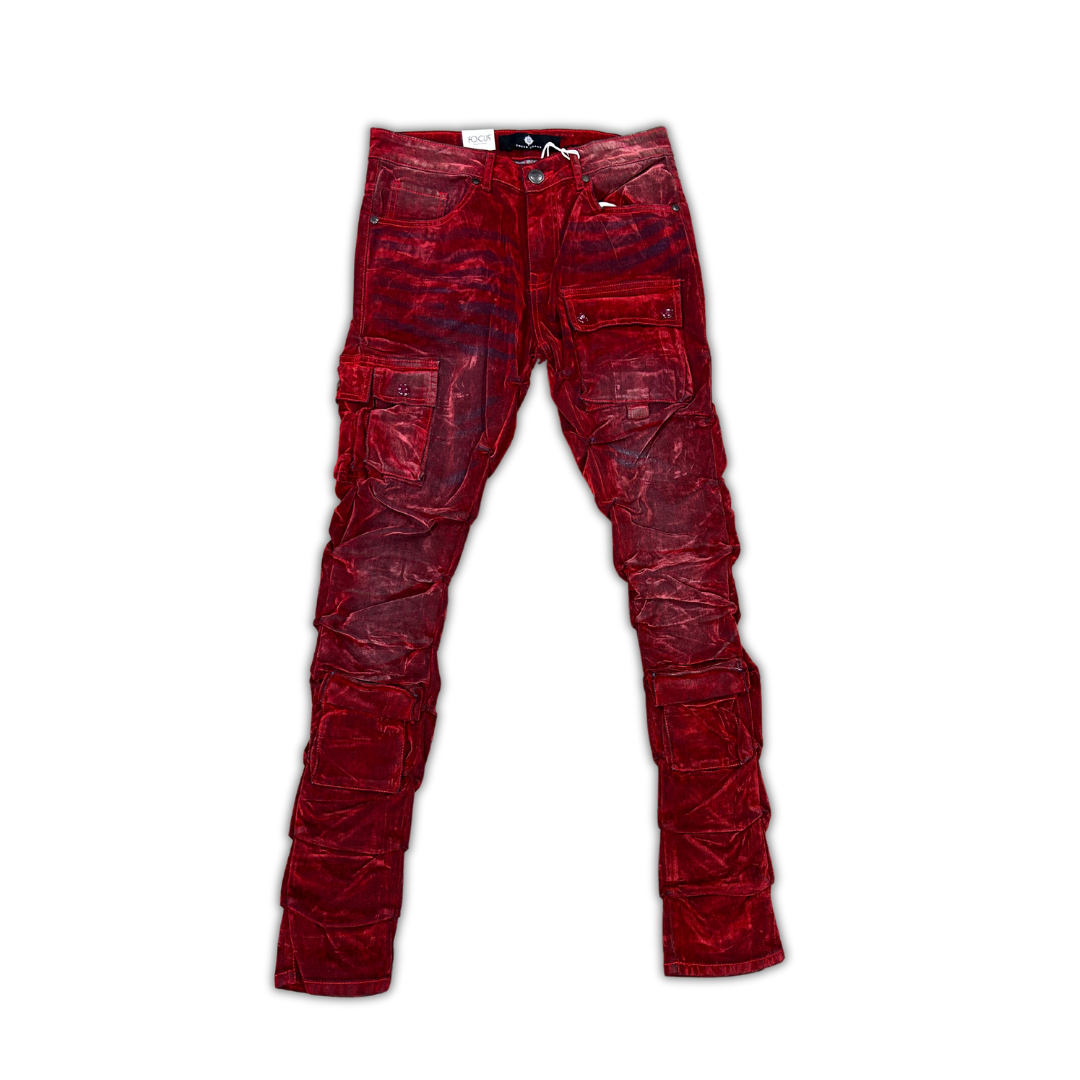 Cargo Pocket Flocked Jeans