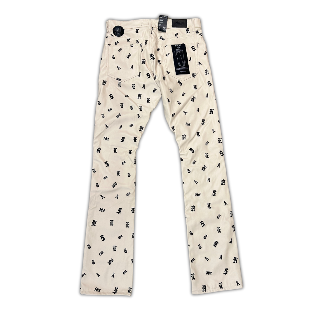 Leather Stacked Pants - Cream