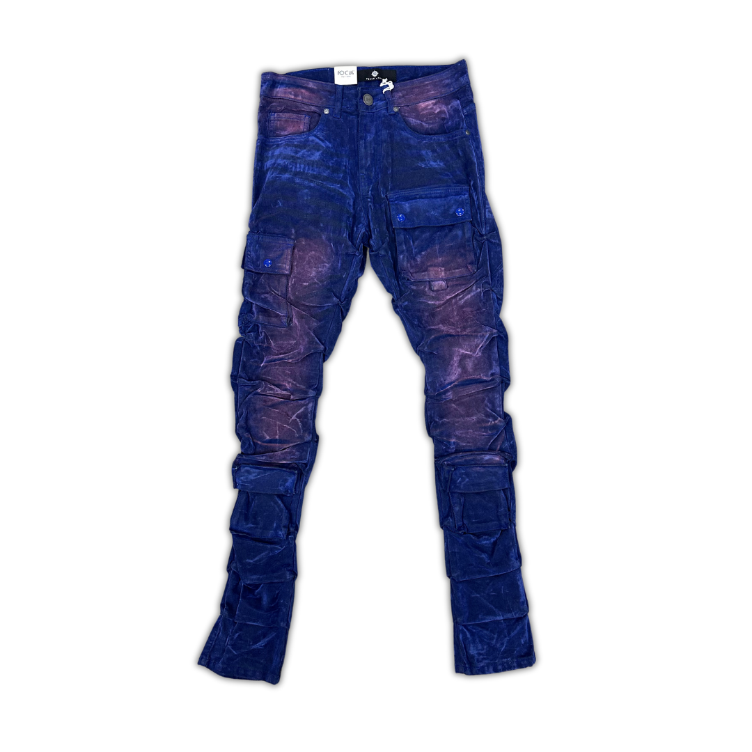 Cargo Pocket Flocked Jeans
