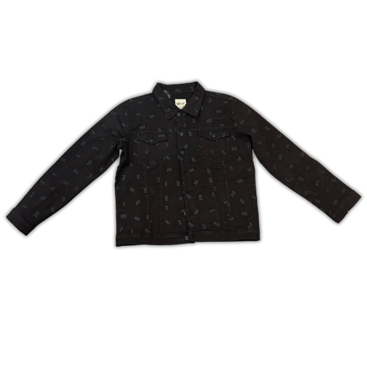 Alphabet Stitched Denim Jacket - Black