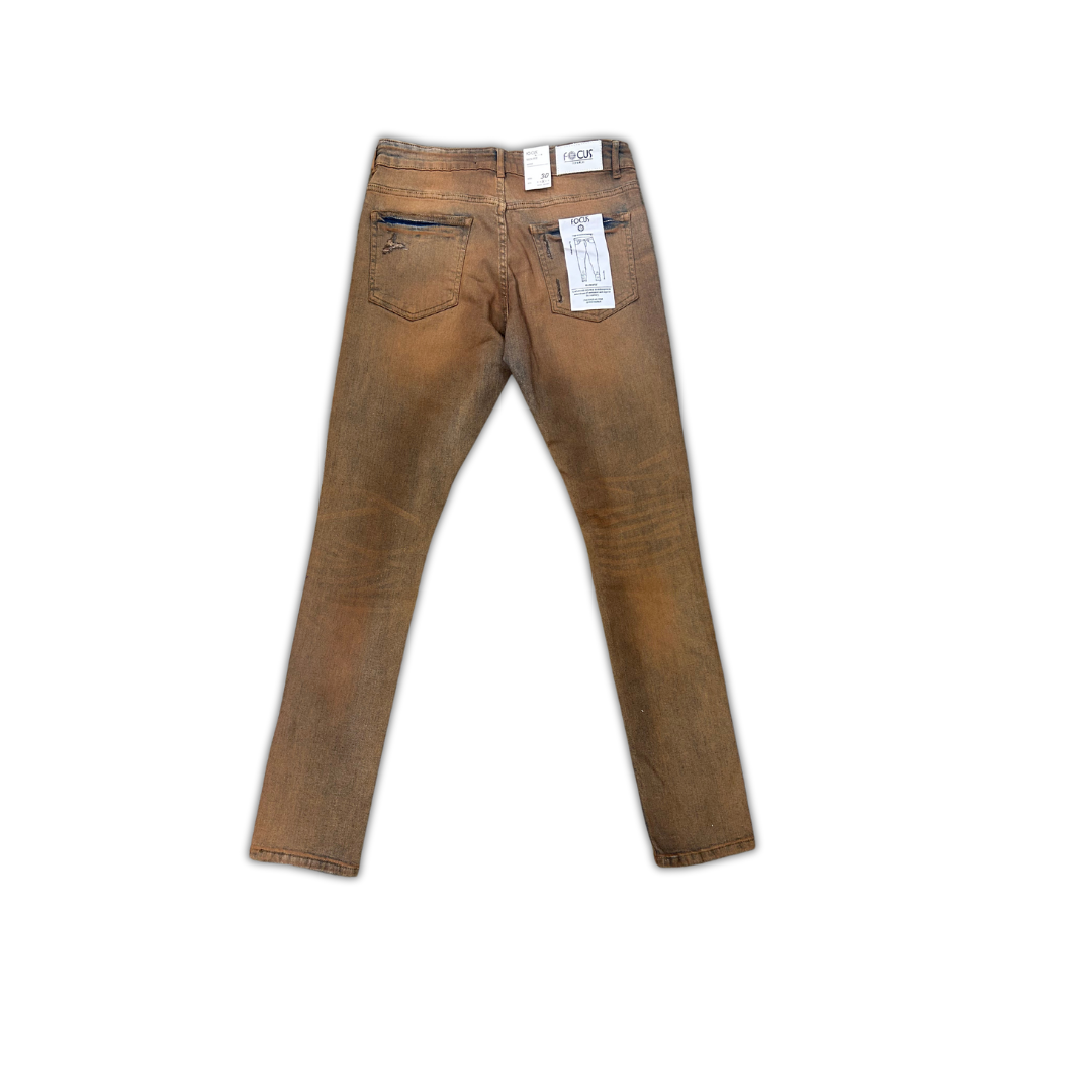 Ripped Skinny Denim - Brown Wash