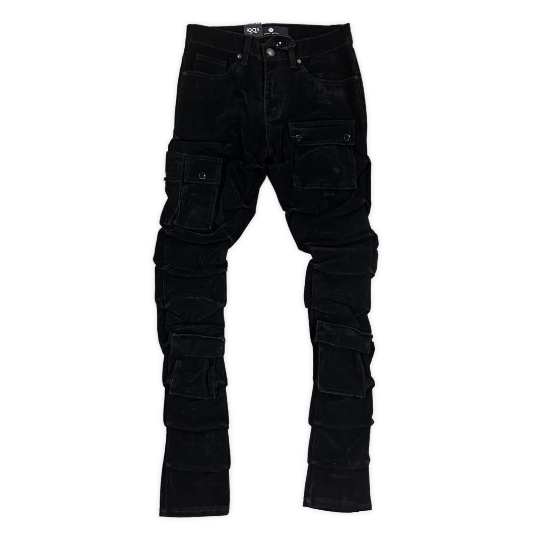 Cargo Pocket Flocked Jeans