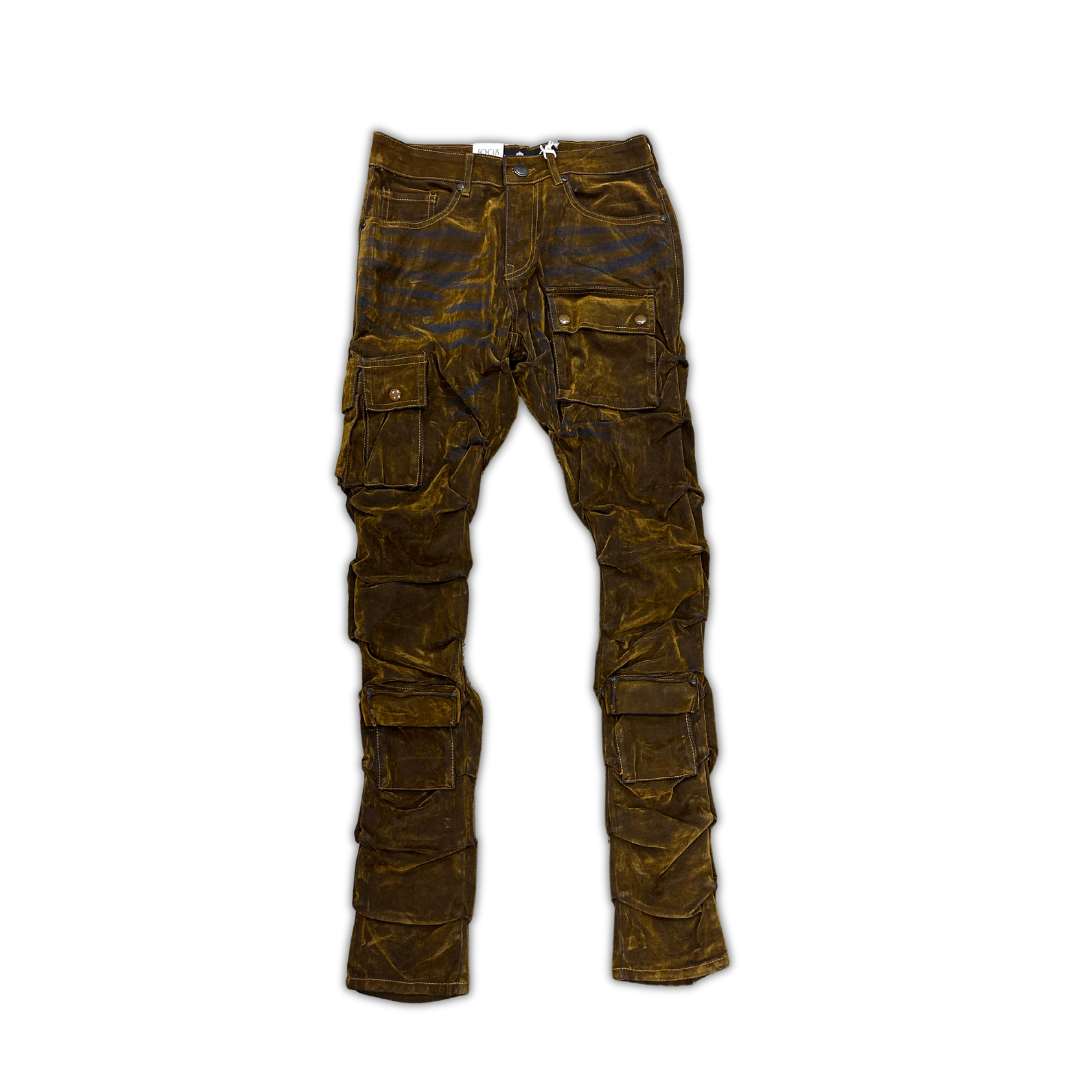 Cargo Pocket Flocked Jeans