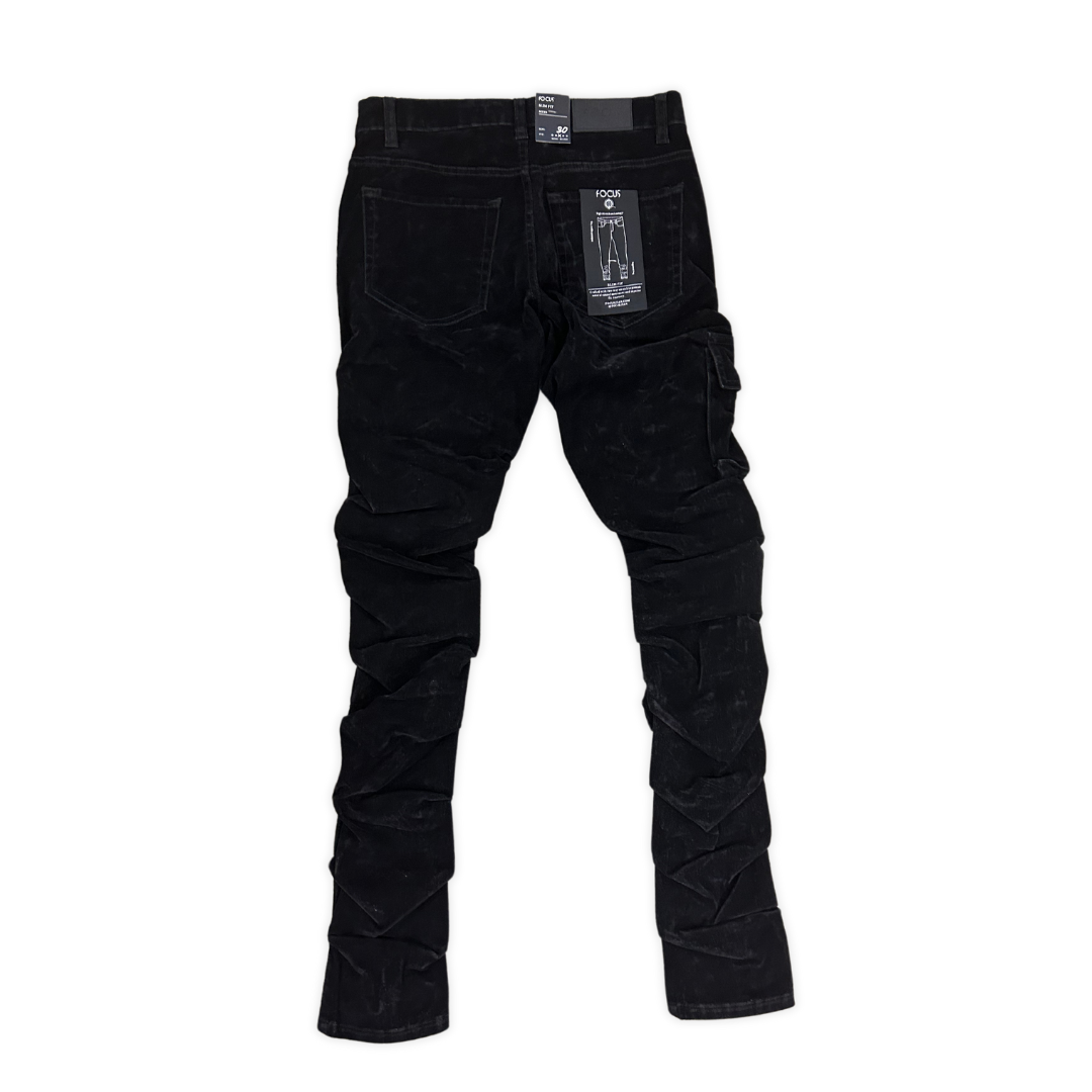 Cargo Pocket Flocked Jeans