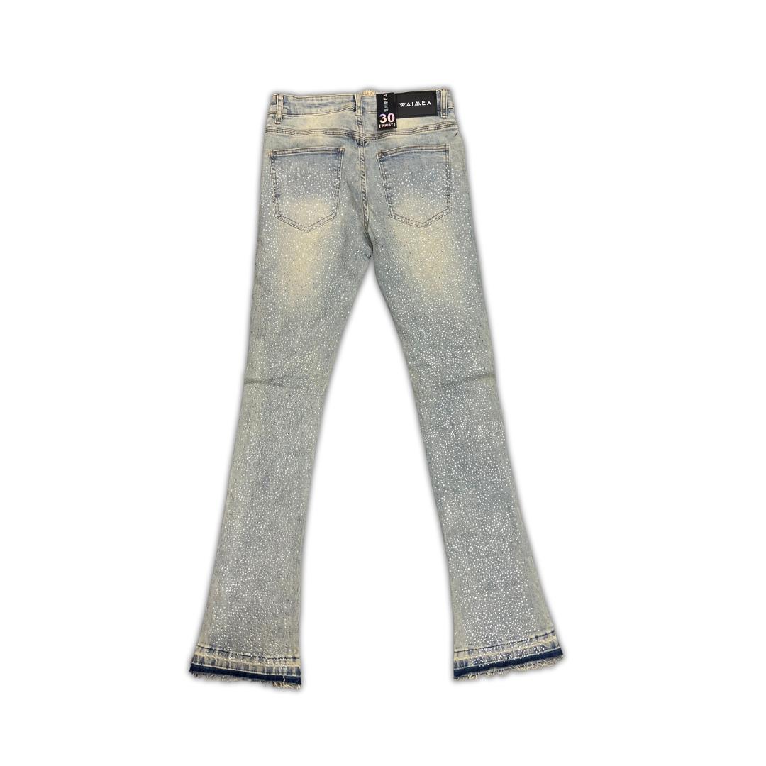 Ripped Stacked Denim with Stones