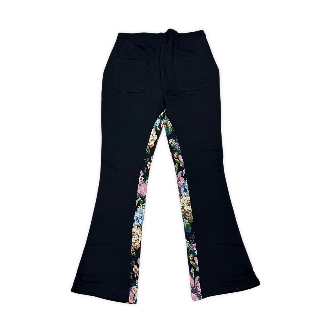 Trust God With All Your Heart Stacked Sweat Pants - Black
