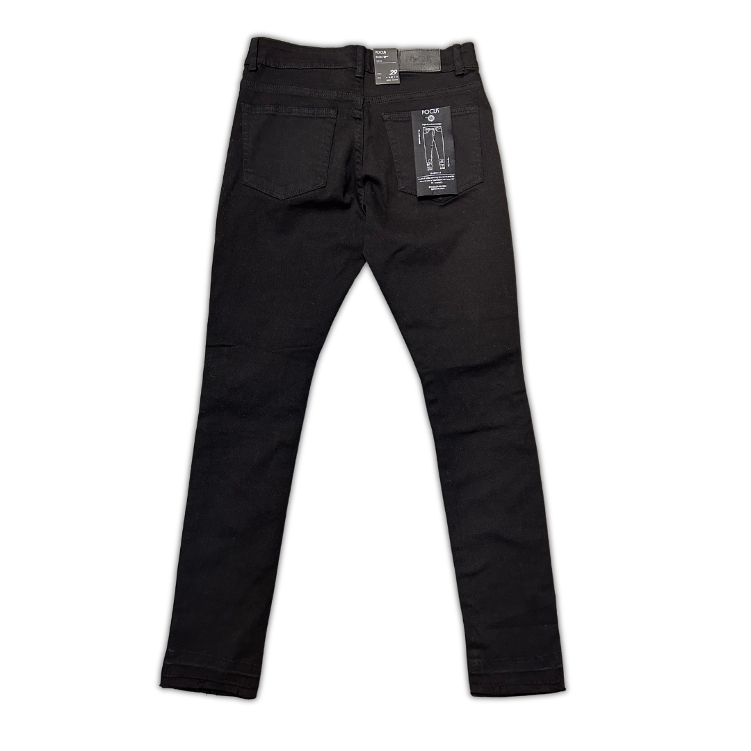 Black Ripped/Knee Pad Skinny Denim - Black
