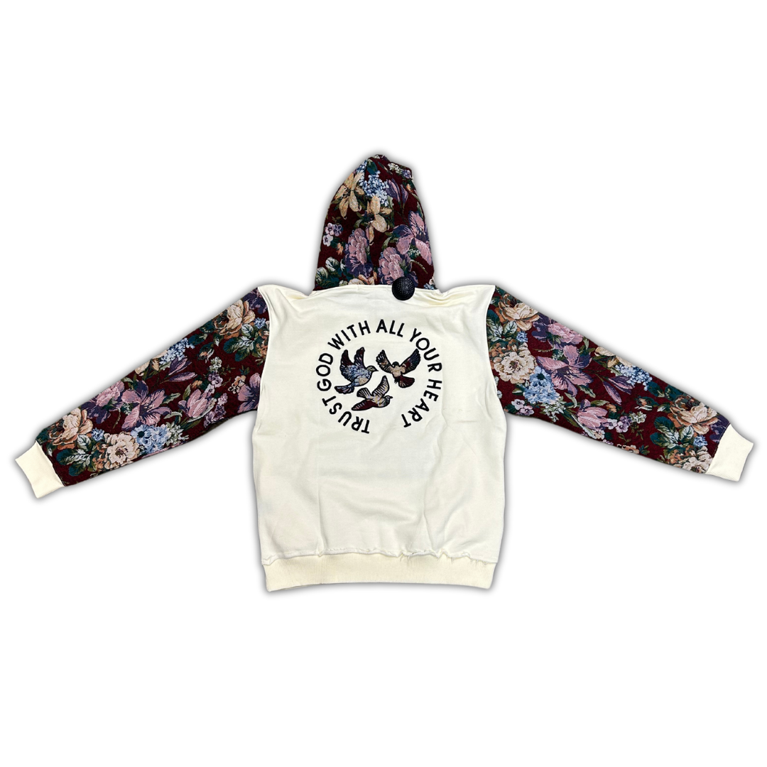 Trust God With All Your Heart Flower Hoodie - Cream