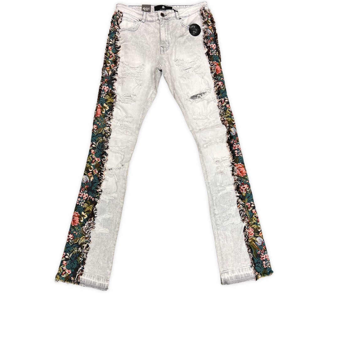 Ripped Stacked Flower Denim