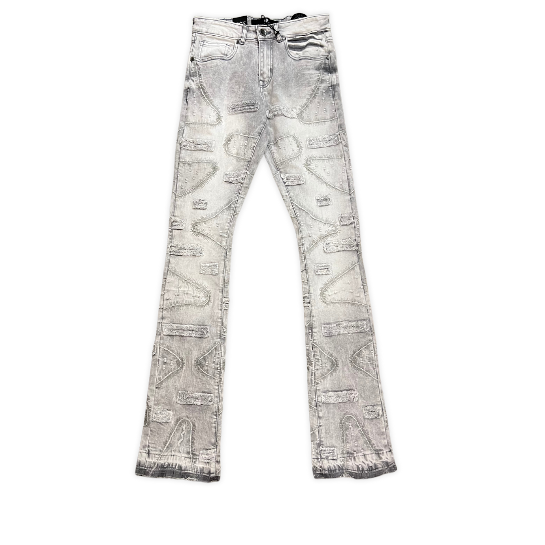 Ripped Stacked Pattern Denim