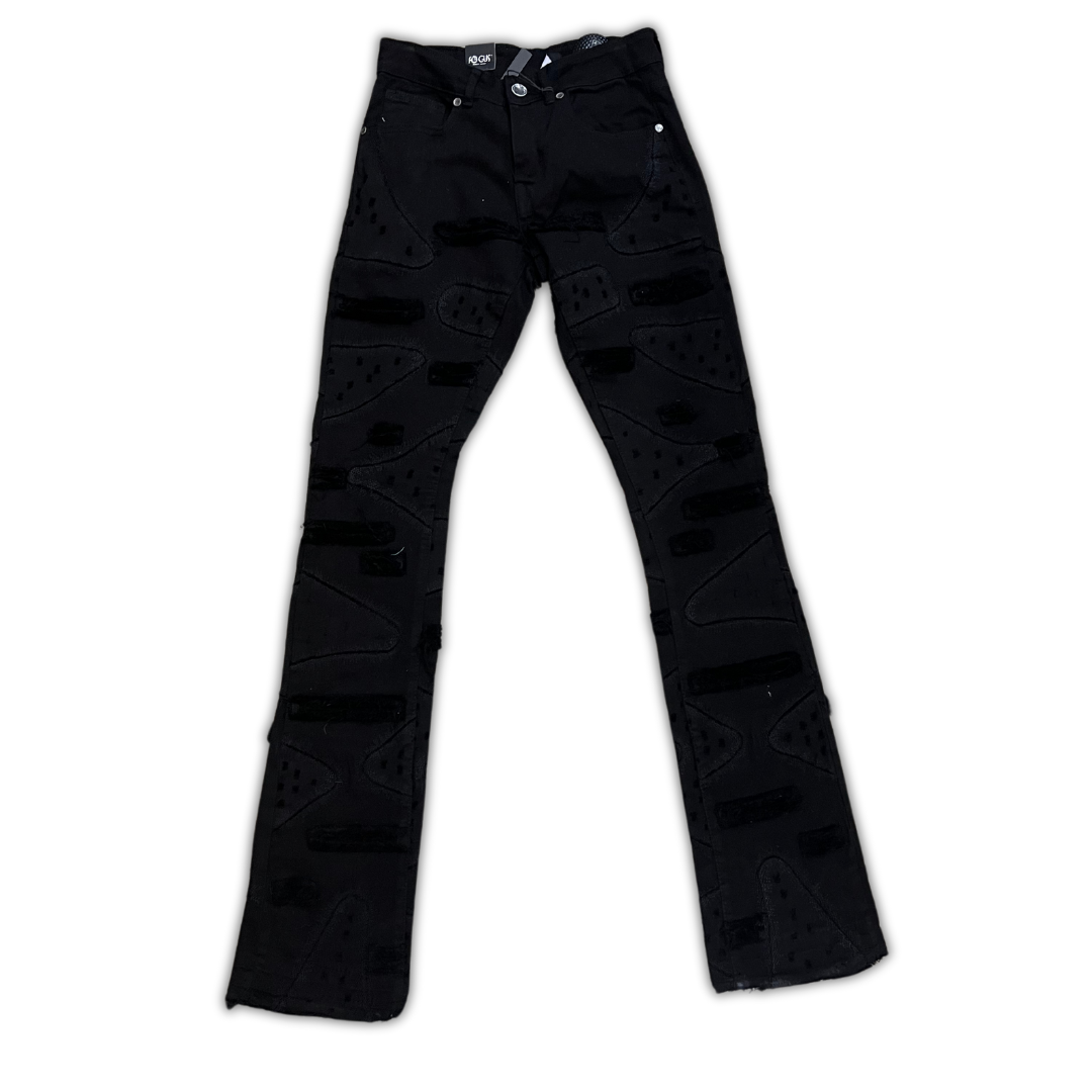 Ripped Stacked Pattern Denim