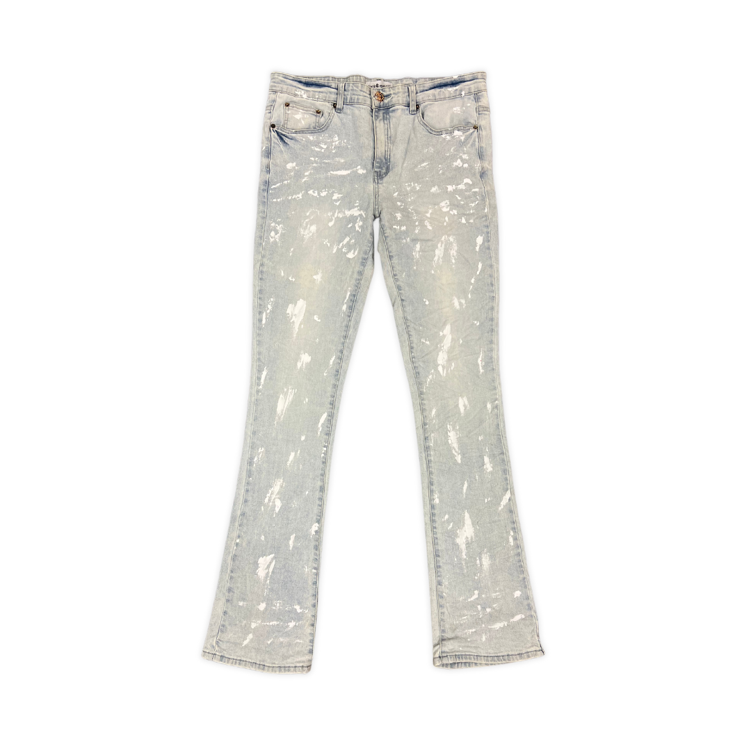 White Splash Stacked Denim