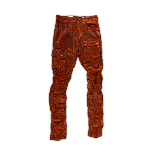 Cargo Pocket Flocked Jeans